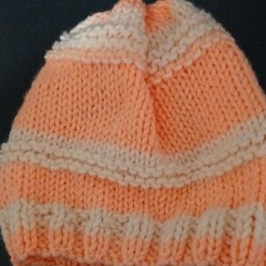 Cozy Orange and Cream Kids Knit Beanie